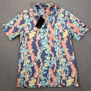 Bad Birdie Core Performance Golf Polo Men's Small Blue Lei'd Up Short Sleeve New